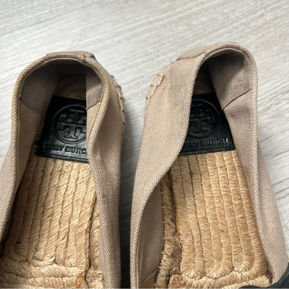 TORY BURCH WESTON ESPADRILLES Beige and Black Flats 6.5